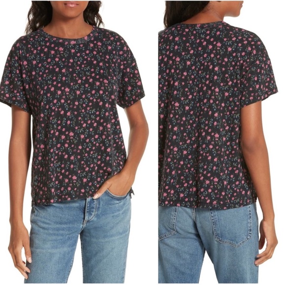 Rag & Bone Floral Crewneck Tee Shirt Size Medium - Picture 6 of 8